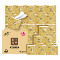 清风原木金装系列卷纸 4层200克27卷整箱 卷筒卫生纸纸巾加厚易溶解B201GJ27E