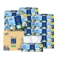 清风花萃臻品抽纸 4层80抽18包整箱 S码 细腻厚实无添加抽取式面巾纸BR41SHCE2