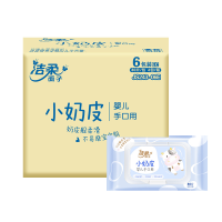 洁柔婴儿湿巾 亲肤小奶皮80片*6包 无刺激 手口专用 家庭装宝宝清洁卫生湿纸巾 整箱装