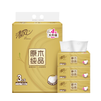 清风原木金装4层90抽3包抽取式面巾纸家用实惠新品批发BR31SJ1