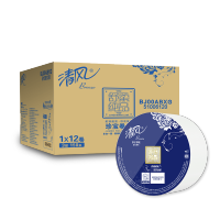 清风舒柔纯品大盘纸3层150米卷纸*12卷整箱家用酒店办公洗手间用纸BJ00ABXG