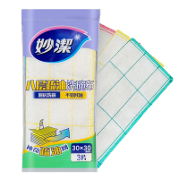 妙洁 八层疏油洗碗布 3片装 抹布