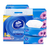 维达(Vinda)超韧湿水不易破餐巾纸纸抽 M码 153*195mm 3层120抽 8包/提 1提装