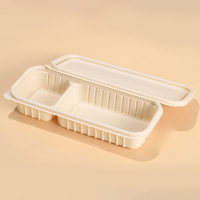 君子风便当37分2格淀粉基米黄色68*31.5*49cm 300套/箱 餐盒