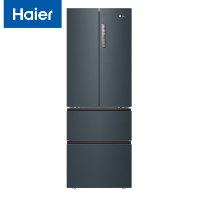 海尔(Haier)336升法式冰箱 风冷无霜 三档变温空间 双变频一级能效 BCD-336WLHFD9DC9 烟青色