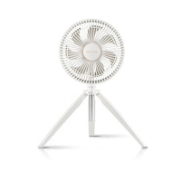 摩飞电器 户外露营电风扇柔音大容量电池钓鱼野营电风扇大风力带夜灯便携吊扇家用办公长续航折叠风扇 椰奶白