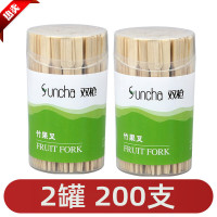 双枪 一次性水果叉家用水果签竹制竹子叉叉甜品叉点心叉子 2罐200支