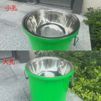 中锐智采 不锈钢漏盆干湿分离泔水桶厨余垃圾厨房沥水桶过滤餐厨潲水桶 100K绿色[有盖]+大眼漏盆+阀门