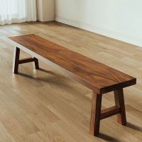 中锐智采 实木定制北欧板凳椅子长凳餐椅休闲松木长条凳子简约现代换鞋家用 D款胡桃色160*30*45