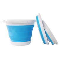 光威可折叠开饵盆便携式饵盘和饵盆硅胶便携式洗车打桶加厚鱼桶 GW折叠桶(蓝白)5L