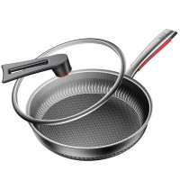 316不锈钢平底锅蜂窝不粘锅煎锅 电磁炉燃气煤气灶通用 316不锈钢煎锅28cm