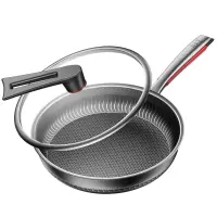 316不锈钢平底锅蜂窝不粘锅煎锅 电磁炉燃气煤气灶通用 316不锈钢煎锅28cm