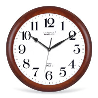 康巴丝(Compas)挂钟客厅时钟 简约钟表挂墙 自动对时电波钟办公室考场自动对时 5839仿木电波钟(46*46厘米)