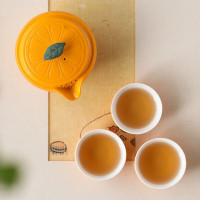 苏氏陶瓷(SUSHI CERAMICS) 旅行茶具 心想事橙便捷功夫茶具套装陶瓷快客杯带便携旅行包 橙桔快客杯
