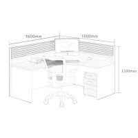 中伟(ZHONGWEI)办公桌 职员工作位屏风隔断单人位带柜 1.6*1.6M