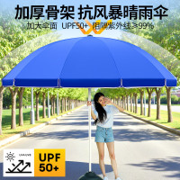 中锐智采 户外遮阳伞大号 摆摊伞 大型雨伞太阳伞沙滩伞防晒广告庭院伞大伞 双层3.4米蓝三层架 银胶加厚