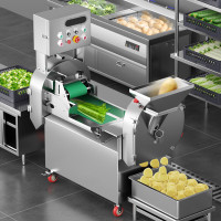 驰能自动切菜机 商用食堂厨房土豆萝卜青菜切段切片切丝切丁多功能大型切菜神器 旗舰款双头切菜机-1.375kw