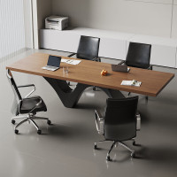 现代视觉意式轻奢实木大板小型会议桌商务办公设计感简约创意洽谈桌培训桌 220*80*73*3cm白蜡木会议桌