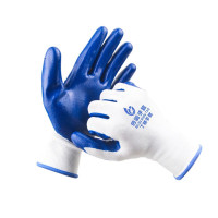 倍固 13针尼龙乳胶发泡浸胶挂胶 胶皮手套 防滑耐磨 防水防油耐酸碱 劳保手套 12双/包 白蓝丁腈 整包价格