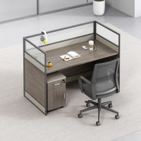 简约现代职员桌屏风工位办公桌椅组合一字单人位[含柜]