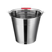 不锈钢水桶手提式大容量家用储水带盖圆桶食堂油桶加厚铁桶提水桶 28CM水桶8升