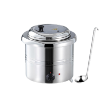 暖汤煲商用自助餐厅保温炉电加热汤炉保温桶粥桶保温桶 13L不锈钢色 直型暖汤煲 304内胆 配3把长勺