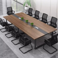 圣黎 办公家具会议桌长桌会议室洽谈桌办公培训桌 2.2*1.1 配双插座 三腿 不含椅