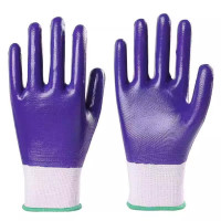 星宇/XINGYU 十三针白尼龙丁腈全浸手套 N599 M(均码) 紫色涂层 1双