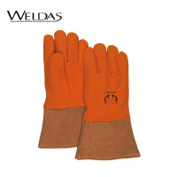 军根 10-2327 L 31cm 金黄色鹿二层皮中袖筒焊接手套 副