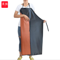 谋福CNMF防水围裙防油污耐酸碱 无袖简约厨房食堂家务 屠宰场洗车围裙(黑红色PVC)115