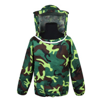 谋福(CNMF)防蜂衣服迷彩蜜蜂防护服半身透气带防蜂帽防蜂服防护衣蜂具 迷彩绿款(赠 作业手套一副)8870