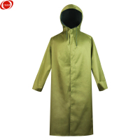 谋福 CNMF 80182 连体式加厚帆布雨衣大褂 电动车摩托车骑行雨衣 男女通用款 连体军绿色 均码