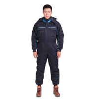 谋福(CNMF)连体耐低温工作服 保暖连体工装连体服 冷库防寒防冻服 工作棉袄(藏青色连体款) 2XL 8687