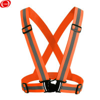 谋福CNMF 反光背带 松紧带反光带 弹力反光衣 夜晚骑行反光马甲 荧光橙 81062