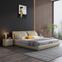 大象耳朵科技绒布艺床现代高端主卧双人软包床-米括家居AK121