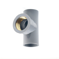 京采优品 6分内牙PVC入铜三通 上水给水管铜内丝铜内螺纹 灰色内径32mm×牙3/4