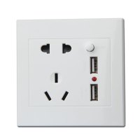 汇特益 86型插座面板 暗装五孔双USB[白色带开关](单位:个)
