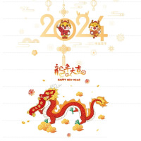 汇特益 元旦新年过年装饰窗贴玻璃贴纸 2024福龙贺岁 含龍年大吉 定制(单位:套)
