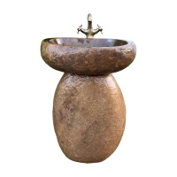 Hittery 石头洗手盆花园水池立柱式洗脸盆 盆+圆柱+羊角水龙头(单位:套)