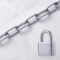 奥托多尔 链条锁链子防盗防剪铁链0.5米长5mm链条+40mm方锁 5个/组(单位:组)