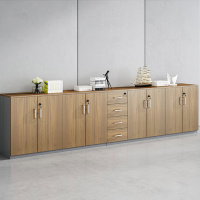 Hittery 办公室矮柜 8门4抽3.6x0.4*0.8m 柚木色+铁灰色 5个柜子组合 含配送上门(单位:套)