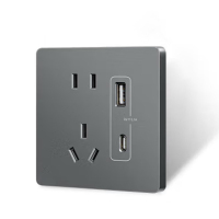 汇特益 开关插座 五孔带Type-c+usb(15W)插座面板 N25雾感灰 N25B14U1 13(单位:个)
