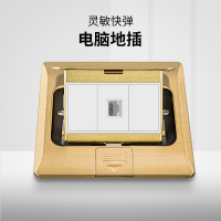 奥托多尔 地插座全铜防水五类六类网络线弹起式地板插 单电脑弹起式 金色 10个/组(单位:组)