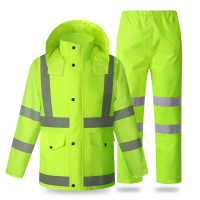 美瑞欧 反光雨衣套装劳保分体全身防暴雨交通摩托车骑行环卫保安成人雨衣300D骑行雨衣 荧光黄XL码(单位:套)