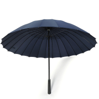 美瑞欧 雨伞 直杆长柄晴雨伞 防风双人雨伞 纤维骨24骨手动-藏青色 长度86CM 不含印制(单位:把)