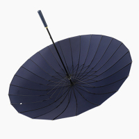 美瑞欧 雨伞 直杆长柄晴雨伞 防风双人雨伞 纤维骨24骨自动-藏青色 长度86CM 不含印制(单位:把)