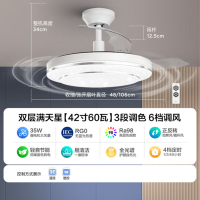 美的(Midea) LED照明风扇灯客厅吊扇灯隐形扇叶餐厅灯 星空42寸60W 三段调色 六档调风(单位:台)