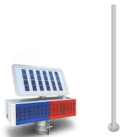 奥托多尔 太阳能充电警示爆闪灯红蓝频闪LED施工信号灯 分体智能光控长度32CM/96颗灯珠+镀锌固定杆(单位:套)