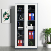 灵龙八方加厚钢制通玻文件柜资料柜物品档案柜员工储物柜财务凭证柜 灰白