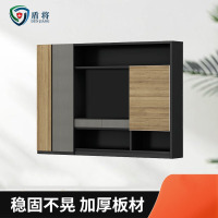 盾将老板办公室轻奢实木纹理档案资料文件柜储藏书柜背景柜2.8米